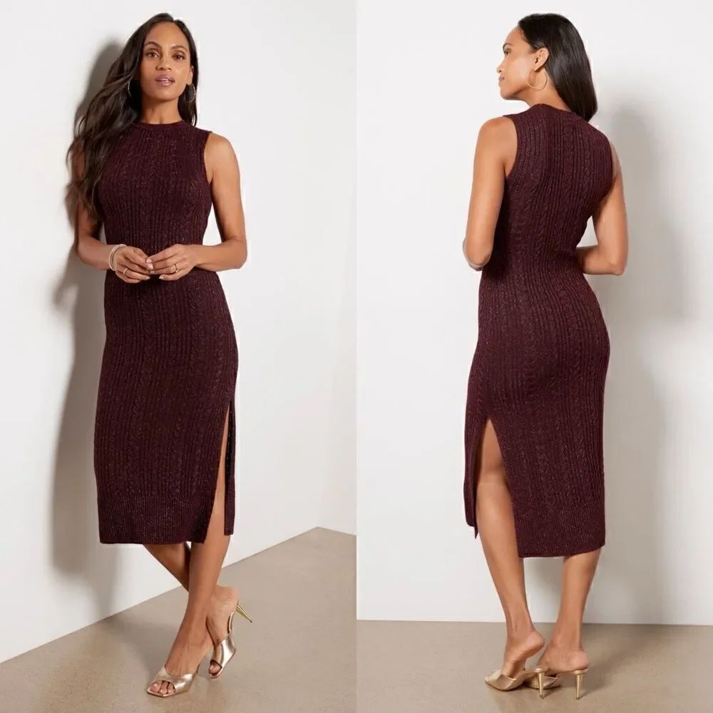 Paige Marium Midi Burgundy Red Sweater Dress Size S